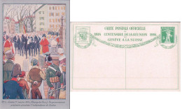 Genève, Entier Postal 5 Ct Du Centenaire De La Réunion De Genève à La Suisse, Bourg De Four (1) - Ganzsachen
