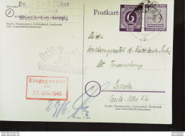 SBZ: GA-Fern-Postkarte Mit 6 Pf Der OPD Leipzig Mit Zusatzfrankatur, Violetter Gummi-Stpl "Dein JA Zum Volksentscheid" - Postal  Stationery