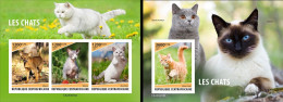 Centrafrica 2023, Animals, Cats, 3val In BF+BF IMPERFORATED - Zentralafrik. Republik