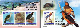 Centrafrica 2023, Animal Extinct, Birds, Parrot, Penguins, 3val In BF+BF IMPERFORATED - Zangvogels