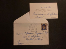 LETTRE MIGNONNETTE Pour MOULINS (03 FRANCE) TP ORAN 8F OBL.31-12 1956 NOISY LES BAINS ORAN + PAIN Gilbert - Storia Postale