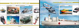 Guinea Bissau 2023, Transport, Helicopter, Boat, Red Cross, 4val In BF +BF - Elicotteri