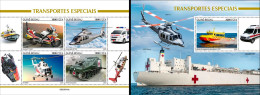 Guinea Bissau 2023, Transport, Helicopter, Boat, Red Cross, 4val In BF +BF - Croix-Rouge