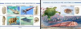 Guinea Bissau 2023, Animals, Prehistoric Water Animals, Turtle, 4val In BF +BF - Prehistorics
