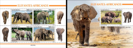 Guinea Bissau 2023, Animals, Elephants, 4val In BF +BF - Eléphants