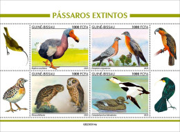 Guinea Bissau 2023, Animals, Extinct Birds, Owls, Dodo, Pigeon, Ducks, 4val In BF - Piccioni & Colombe