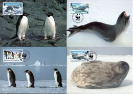 British Antarctic Territory (BAT) 1992 Mi 193-196  Max Card  (MAX ZS7 BAT193-196) - Autres