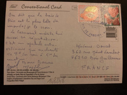 CP Pour La FRANCE TP FRAISES RS 1.00 + MAMAO RS 0,05 OBL. BLEUE 14 MAR 2000 RIO DE JANEIRO - Lettres & Documents