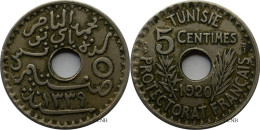 Tunisie - Protectorat Français - Naceur Bey - 5 Centimes 1920-AH1339 Grand Module - TTB/XF45 - Mon4835 - Tunisia