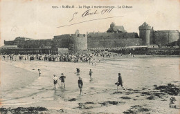 FRANCE - St Malo - Vue Sur La Plage à Marée Montante - Le Château - Vue Sur La Plage - Animé - Carte Postale Ancienne - Saint Malo
