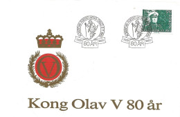 Norway 1983 King Olav V 80 Years, Mi 889, FDC - Cartas & Documentos
