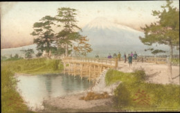 CPA Fuji Präfektur Shizuoka Japan, Vulkan Fuji, Teich, Brücke - Autres & Non Classés