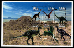 Malediven 1999 - Mi.Nr. 3249 - 3254 Kleinbogen - Postfrisch MNH - Tiere Animals Dinosaurier Dinosaurs - Préhistoriques