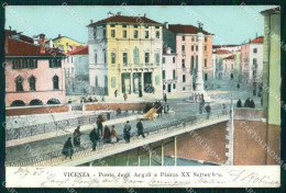 Vicenza Città Ponte Degli Angeli Piazza XX Settembre PIEGA Cartolina RT1952 - Vicenza