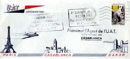 MAROC /  ENVELOPPE PREMIERE LIAISON AERIENNE DAKAR- PARIS VIA CASABLANCA LE 20 FEVRIER 1953 PAR AVION A REACTION - Gedenkstempels