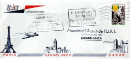 MAROC /  ENVELOPPE PREMIERE LIAISON AERIENNE DAKAR- PARIS VIA CASABLANCA LE 20 FEVRIER 1953 PAR AVION A REACTION - Covers & Documents