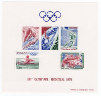 1976 MONACO BF 9 MNH ** Giochi Olimpici Di Montreal (Canada) - Bloques
