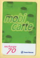 Mobicarte : Recharge 70 (Chiffres Roses) 12/2002 : France Télécom (voir Cadre Et Numérotation) - Mobicartes (recharges)