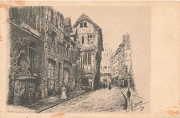 FRANCE - Reproduction D'un Dessin à La Plume Des Vieilles Maisons De La Rue Saint-Romain - Carte Postale Ancienne - Rouen