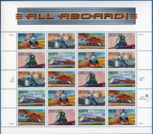 USA 1999 All Aboard Sheet MNH Day Lightm 20th Century Limited, Super Chief, Congressional, Hiawatha, Steam Loc F-7 - Trenes