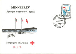 Sovjet Union 1988 Red Cross On Special Cover For Opening Hostpital In Spitak, Mi 5805, Norwegian Gift To Armenia - Cover - Lettres & Documents