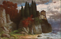 EDOUARD RÜDISÜHLI 1910 "Château Au Bord De La Mer" - Malerei & Gemälde