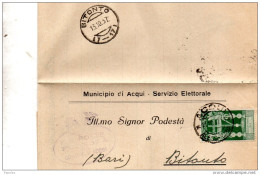 1937  LETTERA    CON ANNULLO ACQUI ALESSANDRA + BITONTO - Storia Postale