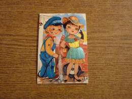 Carte Brodée Garagiste - Jeune Couple - Jeune Femme En Robe Brodée - 10x15cm Env. - Brodées