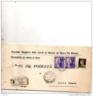 1940  LETTERA RACCOMANDATA  CON ANNULLO NOVARA PORTA MORTARA - Storia Postale