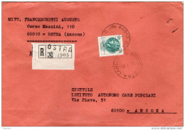 1975   LETTERA RACCOMANDATA  CON ANNULLO OSTRA ANCONA - 1971-80: Marcophilie