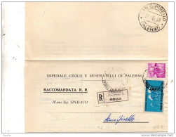 1963  LETTERA RACCOMANDATA CON ANNULLO PAALERMO + SAN CIPIRELLO - 1961-70: Poststempel