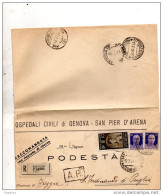 1938   LETTERA RACCOMANDATA CON ANNULLO  SAN PIER D'ARENA GENOVA - Marcophilia