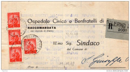 1948  LETTERA RACCOMANDATA  CON ANNULLO SALERNO - 1946-60: Marcophilia