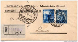 1948 LETTERA  RACCOMANDATA  CON ANNULLO  MANERBIO BRESCIA - 1946-60: Poststempel