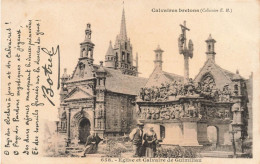 FRANCE - Calvaires Bretons (Collection E H) - Vue Sur L'église Et Calvaire De Guimiliau - Animé - Carte Postale Ancienne - Guimiliau