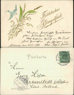  Glückwunsch: Pfingsten, Goldprägekarte Märzenbecher Schwalbe 1898 Prägekarte - Pentecôte