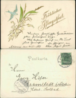  Glückwunsch: Pfingsten, Goldprägekarte Märzenbecher Schwalbe 1898 Prägekarte - Pentecostés