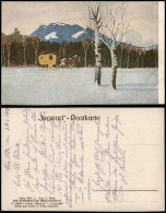 Ansichtskarte  Sylvester Rettenburger Neujahrspost Schlitten Birken 1913 - New Year