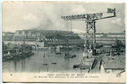 CPA + Feuillet Ecrite Mars 1919 à Leur Fils Soldat * PORT MILITAIRE De BREST Nouvelle Grue Electrique Vue Sur L'Arsenal - Brest