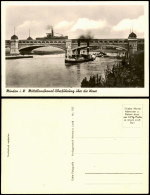 Ansichtskarte Minden Mittelland-Kanal Dampfer - Überführungsbrücke 1952 - Minden