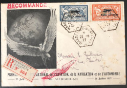 France, PA N°1 Et 2 Sur Enveloppe TAD MARSEILLE-N-AVIATION 25.8 1927 - Signé - (W1498) - 1927-1959 Covers & Documents