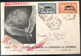 France, PA N°1 Et 2 Sur Enveloppe TAD MARSEILLE-N-AVIATION 25.8 1927 - Signé - (W1498) - 1927-1959 Lettres & Documents