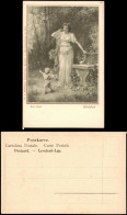 Ansichtskarte  Frau Und Engel Barockgarten - Gemälde Künstlerkarte 1912 - Malerei & Gemälde