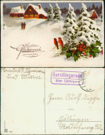 Neujahr Sylvester New Year Winterlandschaft Vögel Auf Mistelzweigen 1925 - New Year