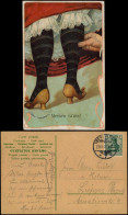 Ansichtskarte  Künstlerkarte Meinen Gruss Hand Zwickt Wade Einer Frau 1907 - 1900-1949