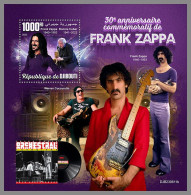 DJIBOUTI 2023 MNH Frank Zappa Music S/S – IMPERFORATED – DHQ2416 - Música