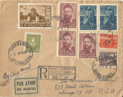 BULGARIA - 155 L. 9 STAMP FRANKING ON REGISTERED AIR COVER FROM KUSTENDIL TO THE USA - 1949 - Cartas & Documentos
