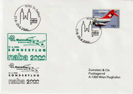 Schweiz Suisse 2000: SONDERFLUG Rheintalflug Nach Wien Zu 653 Mi 1195 Yv 1125 Mit ⊙ NABA St.Gallen 21.6.2000 - Primi Voli