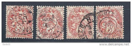 LOT DE 4 TYPE BLANC N° 109b ROUGE 1B OBL TTB - Used Stamps