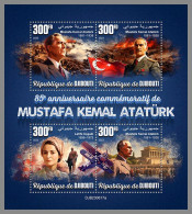 DJIBOUTI 2023 MNH Mustafa Kemal Atatürk M/S – OFFICIAL ISSUE – DHQ2416 - Autres & Non Classés